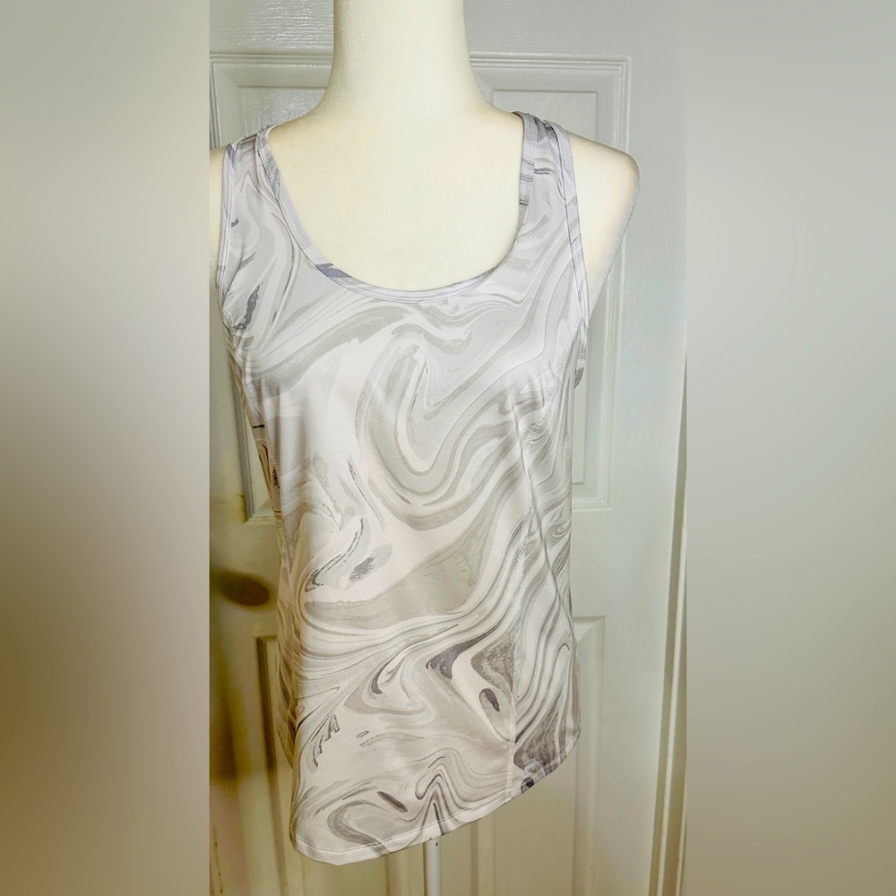 Fila Top Tank Gray White Swirl Razor Back Athlete Yoga Size Small